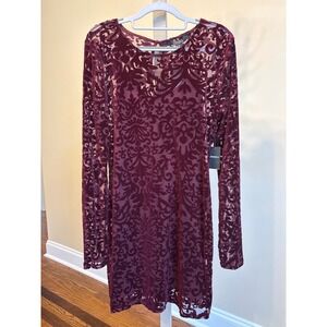 Velvet Damask Wine Dress Bodycon Size XL Forever 21 NWT